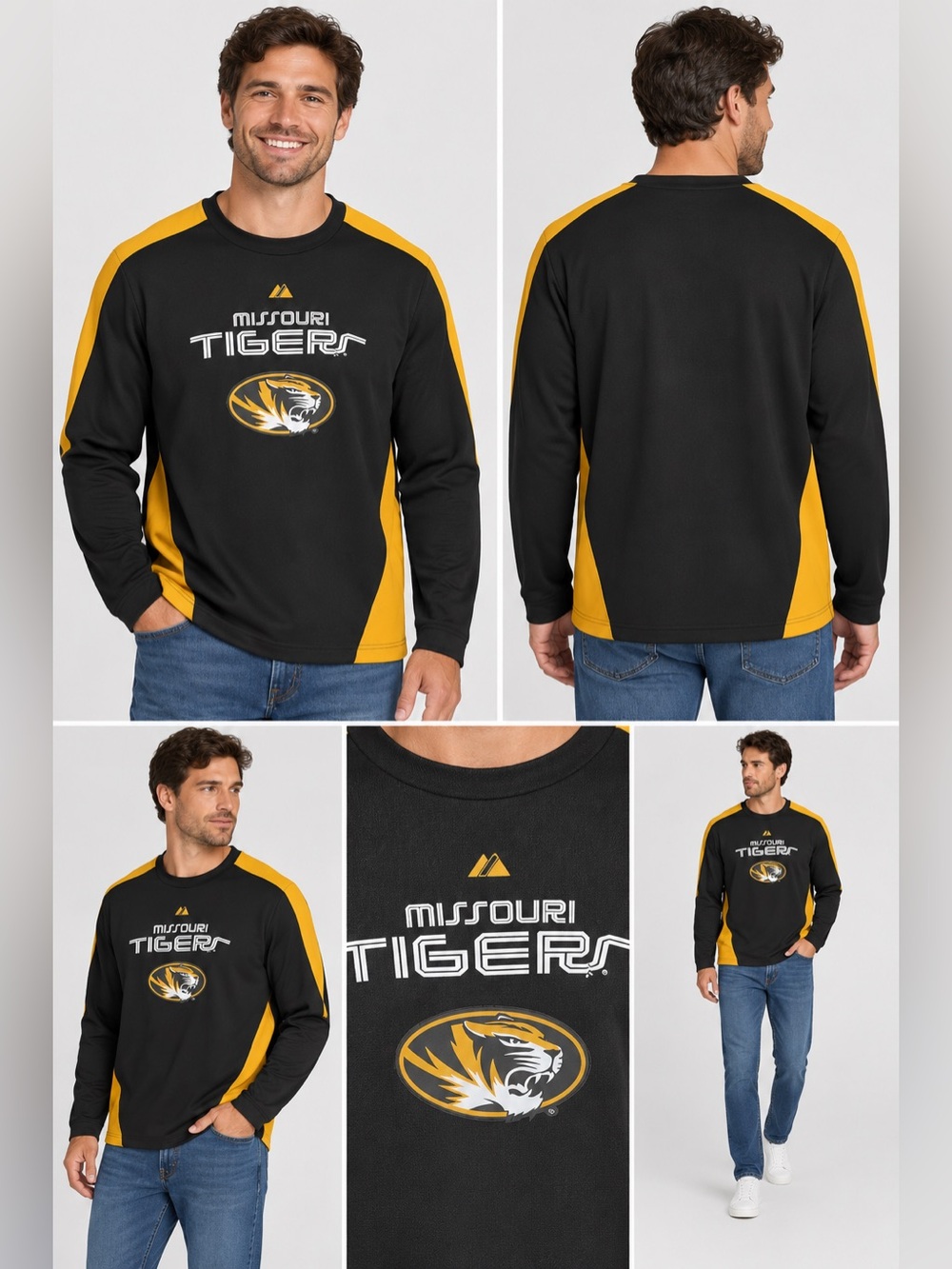 Majestic Missouri Tigers Fleece Pullover Crewneck Sweatshirt XL College MIZZOU